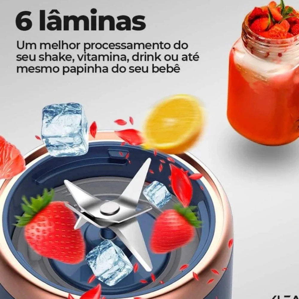 Mini Liquidificador Portátil prático e fácil de usar  - 400ml com 6 Lâminas 19% OFF