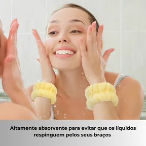 Conjunto Luxo de Faixa de Cabelo e Protetores de Pulsos