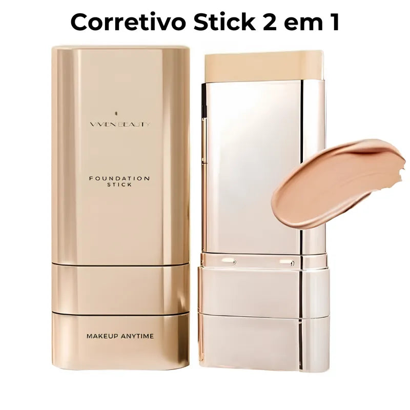 Corretivo Base Stick Coreano 2 em 1 – Cobertura Perfeita 100% e Natural