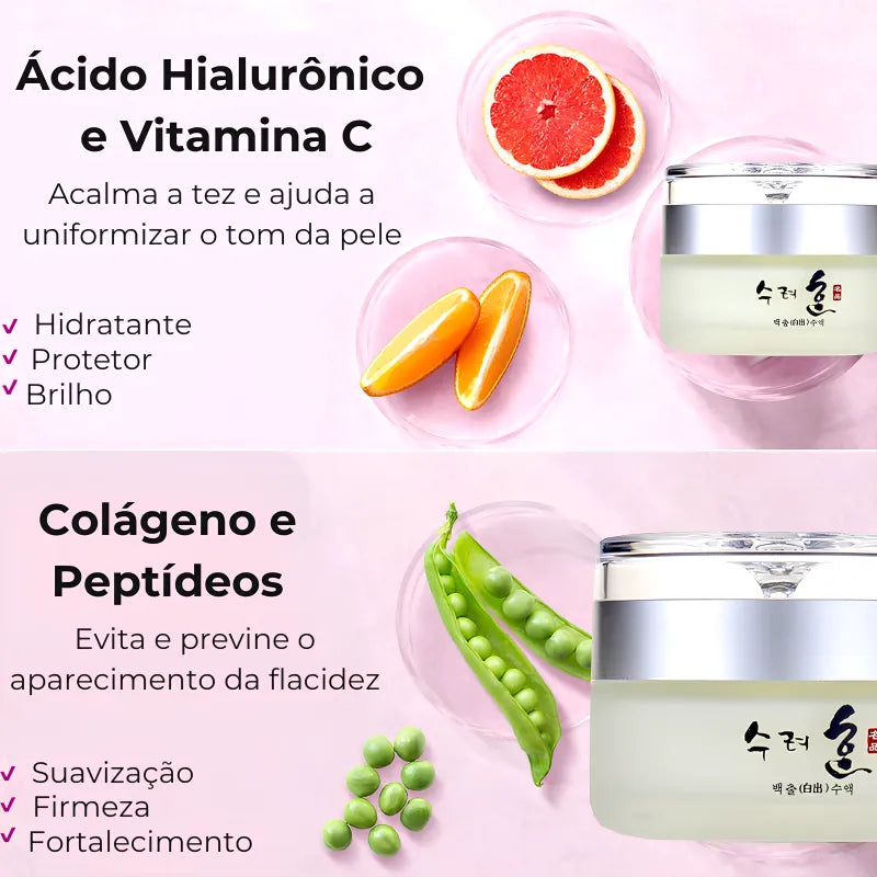 Creme e Sérum Facial Coreano Antienvelhecimento