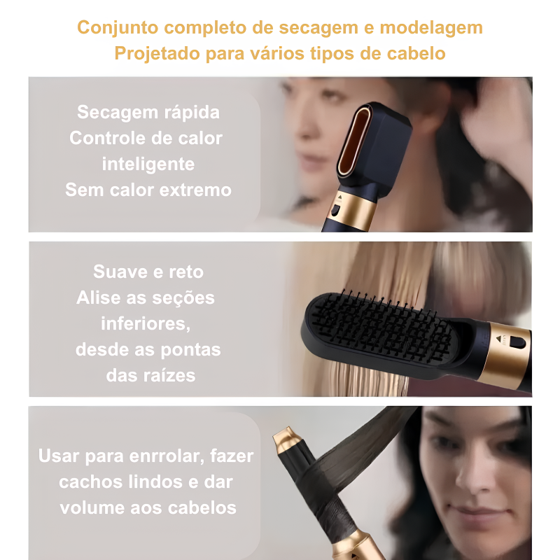 Kit Secador com 6 Peças - Penteado Prático e Perfeito