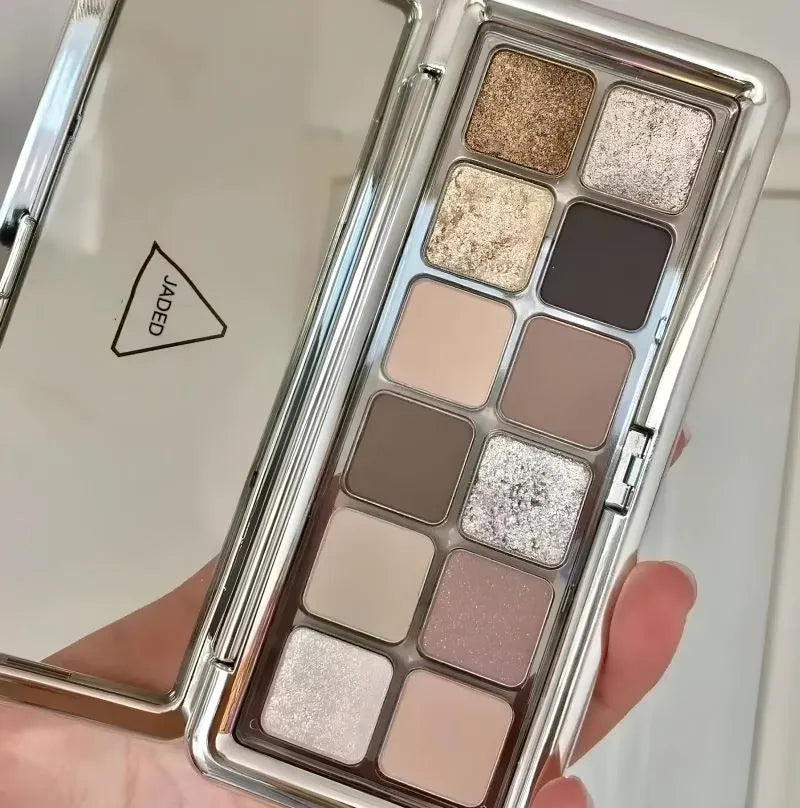 Sombras Glam Pro 12 Cores – Foscas, Brilhantes e Glitter Resistentes à Água