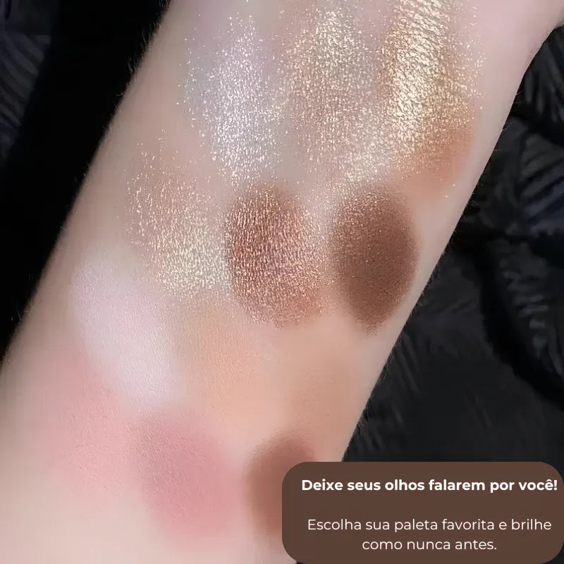 Sombras Glam Pro 12 Cores – Foscas, Brilhantes e Glitter Resistentes à Água