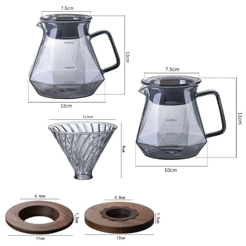 Bule de Café Vidro Borossilicato Coador de Café Hario V60 Lenogue