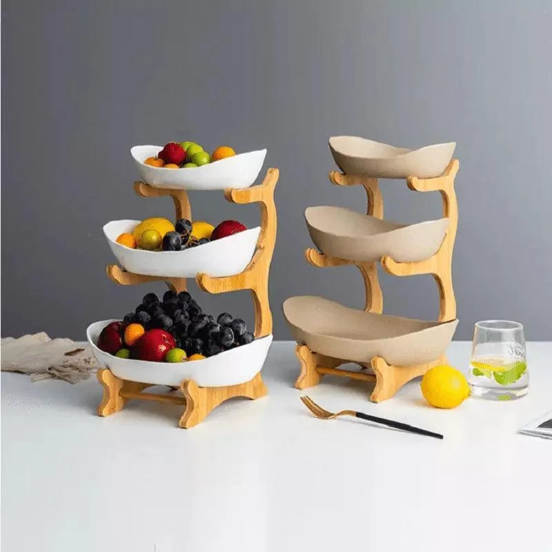 Fruteira de Mesa Cesta de Fruta Bambu Lenogue