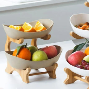 Fruteira de Mesa Cesta de Fruta Bambu Lenogue