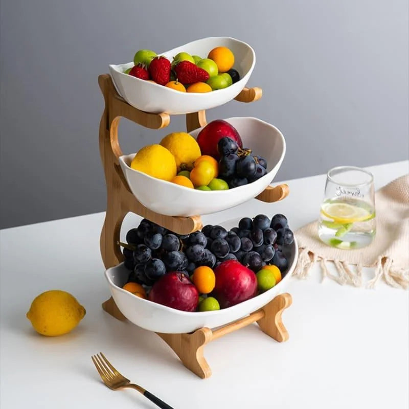 Fruteira de Mesa Cesta de Fruta Bambu Lenogue