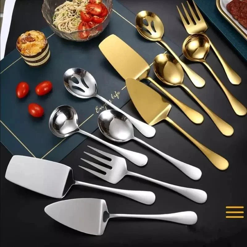 Kit Utensílios de Cozinha 6 Peças Inox Dourado Lenogue