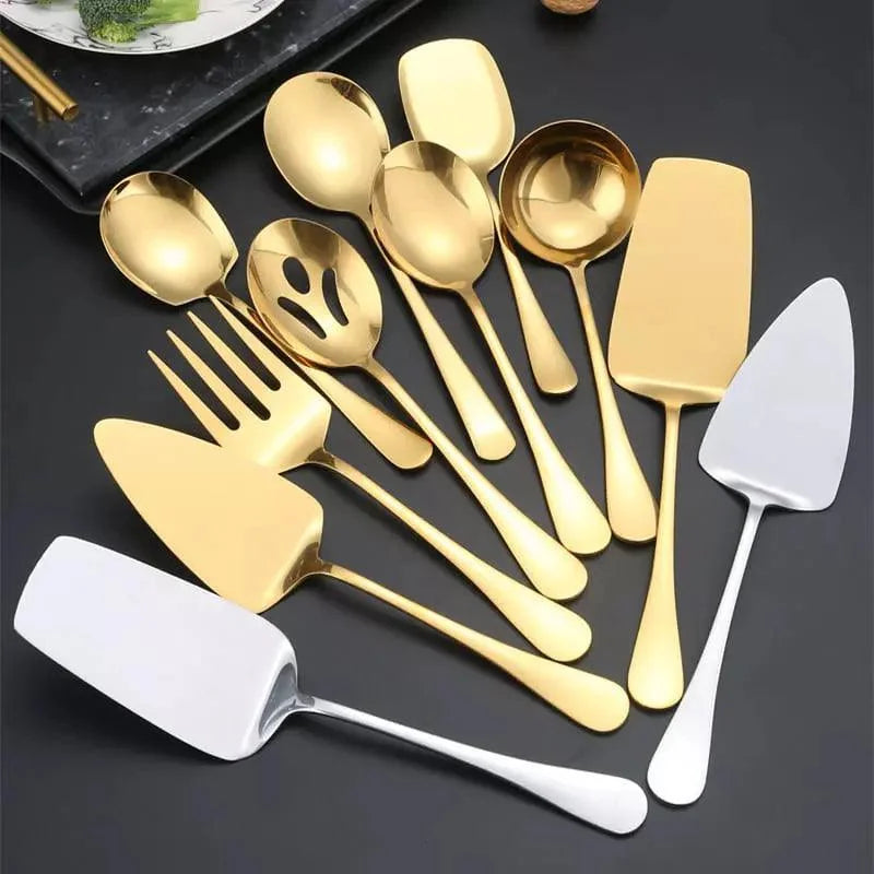 Kit Utensílios de Cozinha 6 Peças Inox Dourado Lenogue