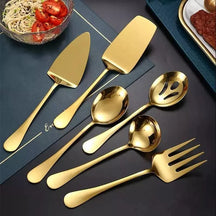 Kit Utensílios de Cozinha 6 Peças Inox Dourado Lenogue