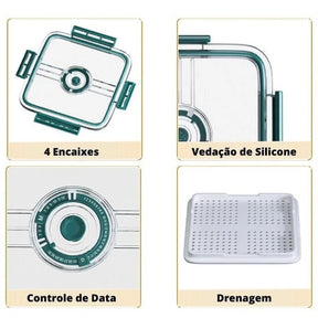 Organizador de Geladeira com Tampa e Marcador de Data Lenogue