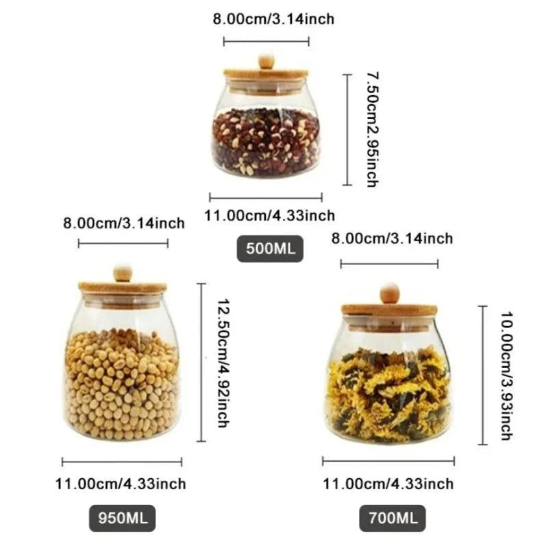 Pote de Vidro Borossilicato com Tampa Hermética de Madeira Lenogue