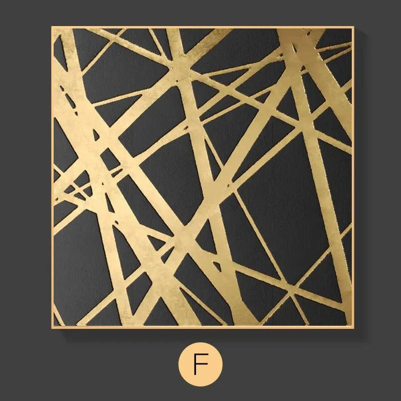 Quadro Abstrato de Luxo Dourado em Arte Nórdica Minimalista Lenogue