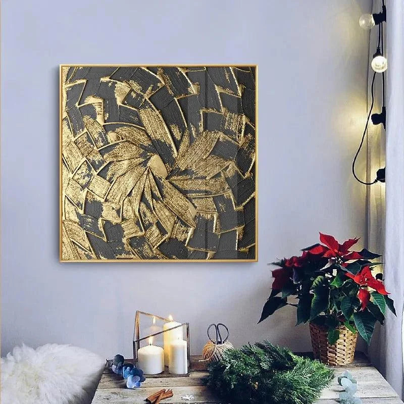 Quadro Abstrato de Luxo Dourado em Arte Nórdica Minimalista Lenogue